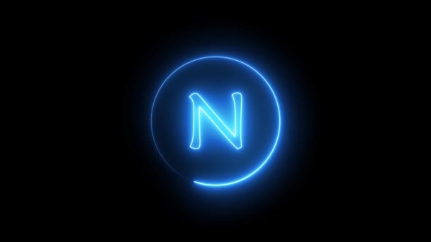 Neonové Písmeno Zářící Modrým Světlem Zářící Neonová Čára Kruhové Dráze — Stock video