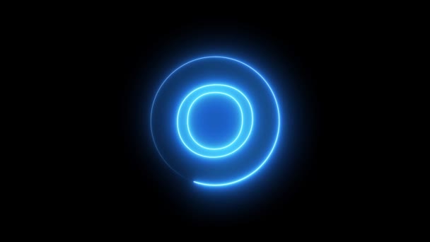 Mavi Işıkla Parlayan Neon Işıklı Mektup Alfabesi Etrafında Dairesel Bir — Stok video