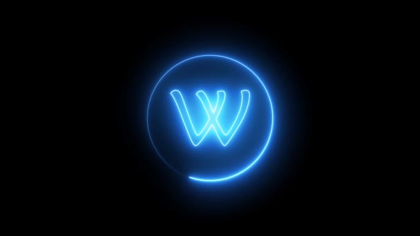 Neon Sign Letter Glowing Blue Light Glowing Neon Line Circular — Stock Video