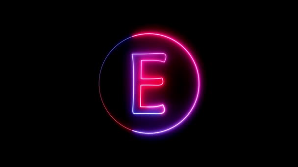 Glowing Neon Line Circular Path Alphabet Glowing Neon Font Blue — Stock Video