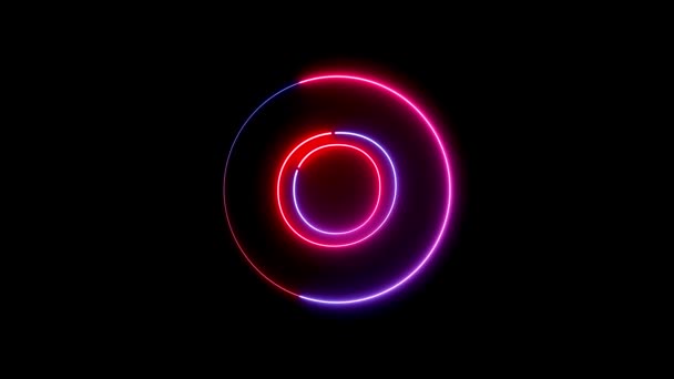 Zářící Neonová Čára Kruhové Dráze Kolem Písmene Abecedy Modré Růžové — Stock video