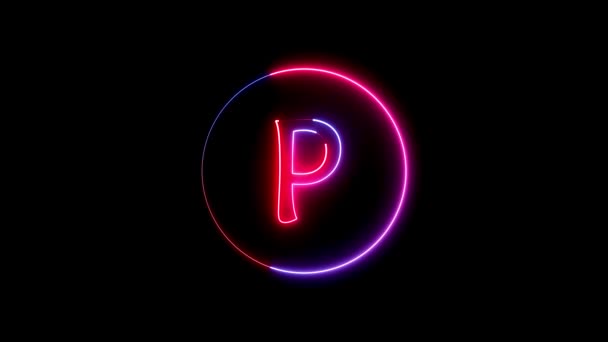 Glowing Neon Line Circular Path Alphabet Glowing Neon Font Blue — Stock Video
