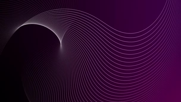 在白色背景上移动的未来主义波线动画 抽象的几何扭曲线形和旋转动画 几何涡旋抽象线 — 图库视频影像