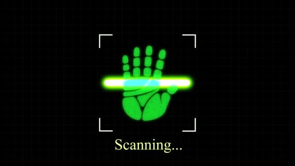 Biometrisk Håndscanner Tilladt Adgang Til Data Futuristisk Personligt Biometrisk Autentifikationskoncept – Stock-video
