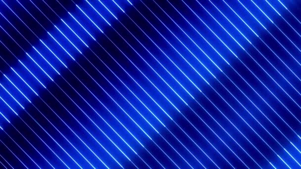 明るい青い光線と輝くラインアニメーションラインの動きの背景を持つ抽象的なカラフルな背景 — ストック動画