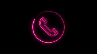 Siyah arkaplanda neon renkli çağrı simgesi animasyonu. Telefon siyah arkaplan üzerinden arama, telefon çağrısı, simge canlandırma 45