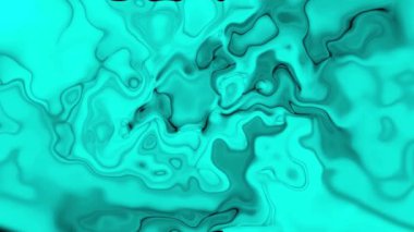 Animasyon cyan rengi dumanlı sıvı soyutlama, sıvı hareket animasyonu, ipeksi renkli mürekkep akışı animasyonu. Parlak mavi renk sıvı akışı.