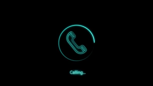 Νέον Πολύχρωμο Εικονίδιο Κλήσης Animation Μαύρο Φόντο Phone Καλώντας Μαύρο — Αρχείο Βίντεο