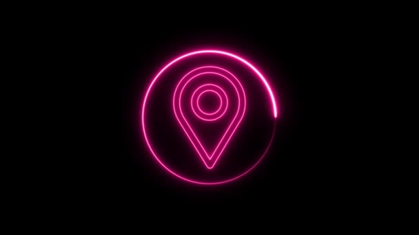 Neon Line Light Animated Location Icon Flat Animation Design Geïsoleerd — Stockvideo