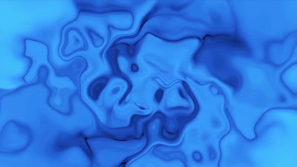 Blauwe Kleur Vloeibare Inkt Vloeiende Animatie Glanzende Blauwe Kleur Vloeistofstroom — Stockvideo
