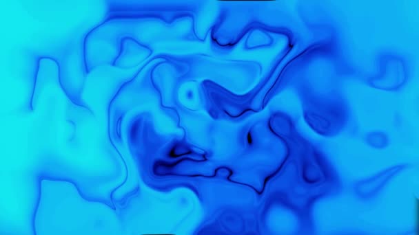 ブルーカラー液体インク流れるアニメーション 光沢のある青い色の液体の流れ 青い液体の重い背景 — ストック動画
