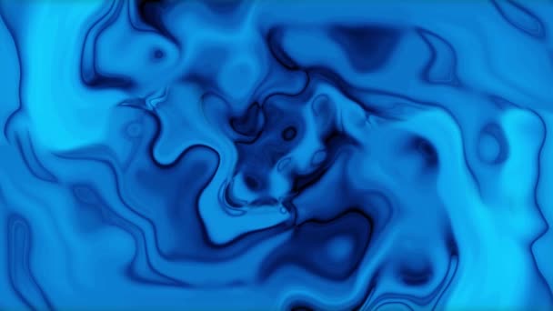 Blauwe Kleur Vloeibare Inkt Vloeiende Animatie Glanzende Blauwe Kleur Vloeistofstroom — Stockvideo
