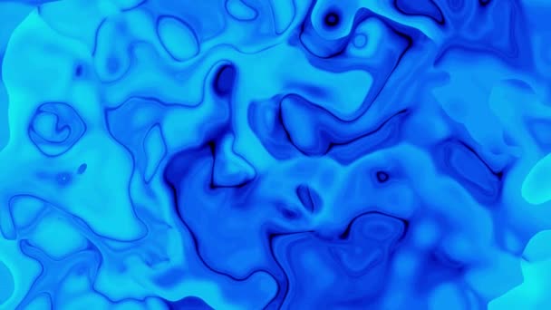 ブルーカラー液体インク流れるアニメーション 光沢のある青い色の液体の流れ 青い液体の重い背景 — ストック動画