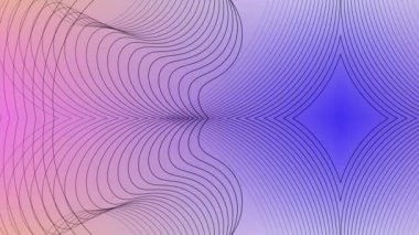 Rengarenk arkaplanı olan geometrik çizgi hareketi, geometrik soyutlamanın perspektifleri. Renkli gradyan arkaplan ile farklı şekil çizgisi.