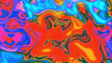 Soyut renklendirilmiş sıvı boya dalgası. Görsel yanılsamayla soyut parlak arkaplan ve sıvı etki hareket 45 'liği.