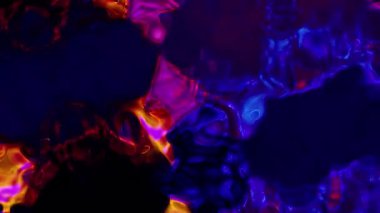 Sıvı holografik arka plan. Su dalgaları, dalgalar, su dalgaları, mermer, hareketli renkli sıvı boya, dalgalı ve dokuda kıvrımları olan ipek kumaş yüzeyinin soyut arkaplanı. 4K