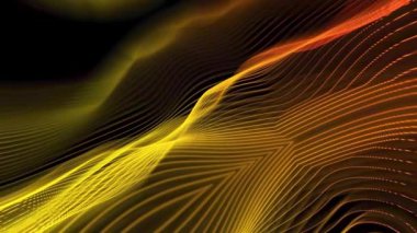 Soyut parçacık teknikleri dalgası. Çizgi dalgalı soyut arkaplan. Bir ışık grubunun sıralı hareketi. Noktaların parlak neon arkaplanı, dairesel ışıklar dizilmiş ve renk ve ışık parametrelerini değiştiriyor..