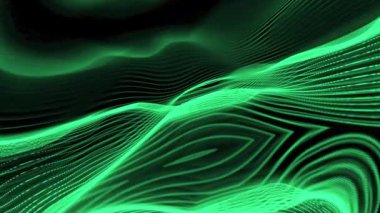 Soyut parçacık teknikleri dalgası. Çizgi dalgalı soyut arkaplan. Bir ışık grubunun sıralı hareketi. Noktaların parlak neon arkaplanı, dairesel ışıklar dizilmiş ve renk ve ışık parametrelerini değiştiriyor..