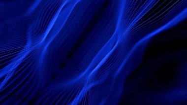 Soyut parçacık teknikleri dalgası. Çizgi dalgalı soyut arkaplan. Bir ışık grubunun sıralı hareketi. Noktaların parlak neon arkaplanı, dairesel ışıklar dizilmiş ve renk ve ışık parametrelerini değiştiriyor..