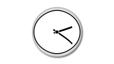 Beyaz arkaplanda hızlandırılmış saat animasyonu. Modern Saat Canlandırılmış video, geri sayım saat canlandırması