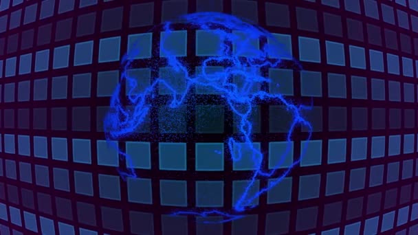 数字未来雷达动画与数字地球旋转 Spinning Digital Earth Global Network Connect Global Business Network — 图库视频影像