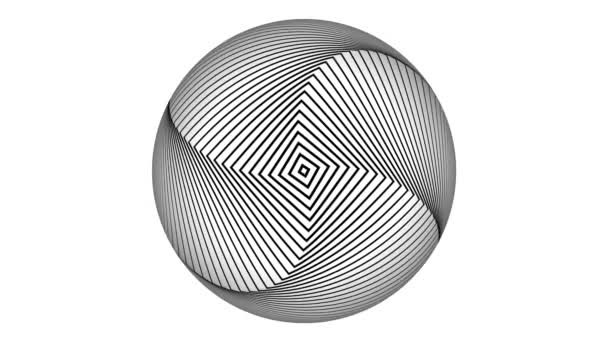 Artistieke Geometrische Lijnbol Beweegt Wit Abstract Kunst Video Van Surrealistische — Stockvideo