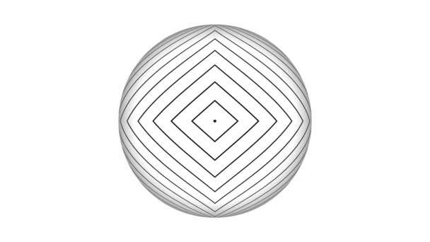 Künstlerische Geometrische Linienkugel Die Sich Auf Weiß Bewegt Abstraktes Kunstvideo — Stockvideo