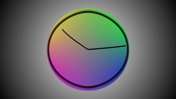 Renkli Arkaplanda Hızlandırılmış Saat Animasyonu Modern Saat Canlandırılmış Video Geri — Stok video