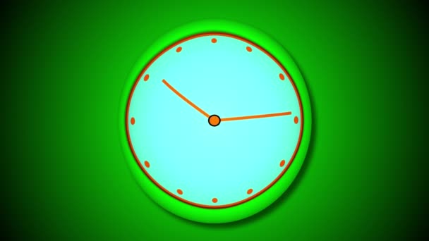 Time Lapse Clock Animation Green Background Modern Clock Animated Video — Stock Video