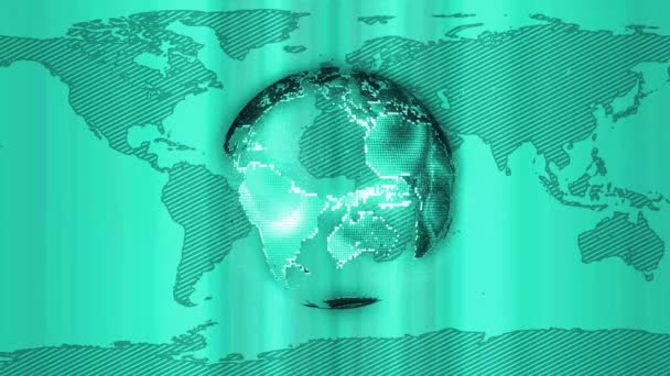 Digitale Tech Aardbol Draait Animated Futuristic Earth Rotation Technology Colourful — Stockvideo