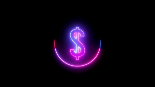 Kruh Leon Linka Místě Dolar Znamení Animace Černém Pozadí Růžová — Stock video