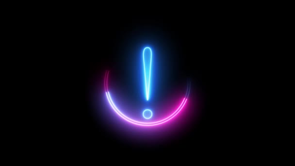 Blue Pink Color Glowing Neon Line Circle Exclamation Mark Isolated — Stock Video