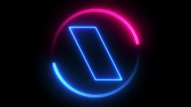 3d render, abstract black background with glowing neon square, blank frame. Simple geometric shape. illustration background