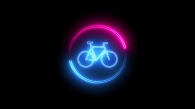 Neon çizgi simgesi siyah arkaplanda izole edildi. mavi neon çizgi simgesi 4k