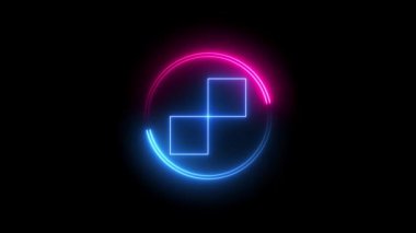 Neon çizgi simgesi siyah arkaplanda izole edildi. mavi neon çizgi simgesi 4k