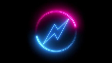 Neon çizgi simgesi siyah arkaplanda izole edildi. mavi neon çizgi simgesi 4k