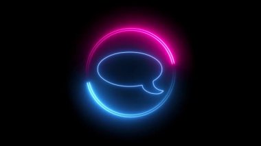 Neon çizgi simgesi siyah arkaplanda izole edildi. mavi neon çizgi simgesi 4k