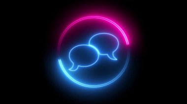 Neon çizgi simgesi siyah arkaplanda izole edildi. mavi neon çizgi simgesi 4k