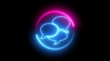 Neon çizgi simgesi siyah arkaplanda izole edildi. mavi neon çizgi simgesi 4k