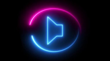 Neon çizgi simgesi siyah arkaplanda izole edildi. mavi neon çizgi simgesi 4k