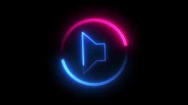 Neon çizgi simgesi siyah arkaplanda izole edildi. mavi neon çizgi simgesi 4k