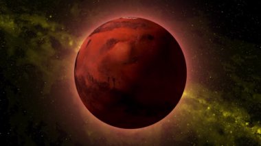 Mars 'ın dönen gezegeni beyazın üzerinde. 3D Kızıl Gezegen, uzay arka plan 4k 'inde izole edildi.