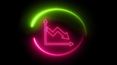 Neon çizgi simgesi yağı elementi siyah arkaplanda izole edildi. 4k