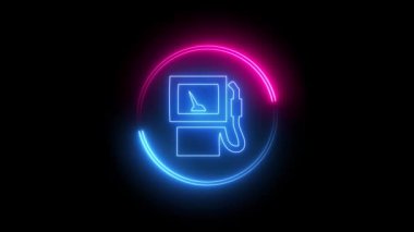 Neon çizgi simgesi yağı elementi siyah arkaplanda izole edildi. 4k