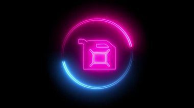 Neon çizgi simgesi yağı elementi siyah arkaplanda izole edildi. 4k