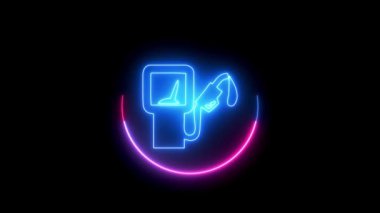 Neon çizgi simgesi yağı elementi siyah arkaplanda izole edildi. 4k