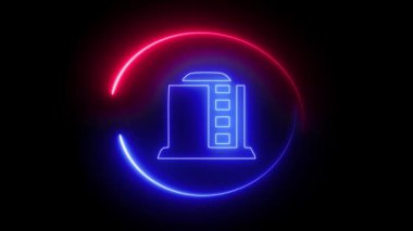 Neon çizgi simgesi yağı elementi siyah arkaplanda izole edildi. 4k