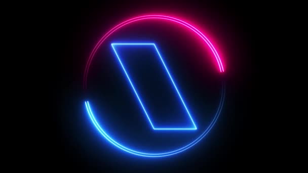 Render Abstract Black Background Glowing Neon Square Blank Frame Simple — Video Stock