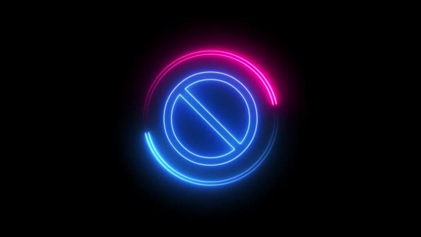 Neon Line Ikon Isolerad Svart Bakgrund Blå Rosa Neon Linje — Stockvideo