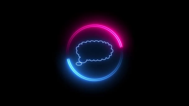 Neon Line Icon Isolated Black Background Blue Pink Neon Line — Stock Video